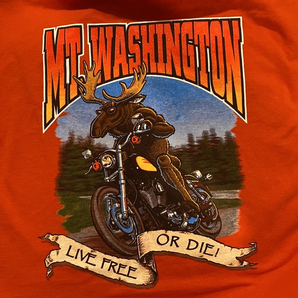 MT Washington Live Free or Die T-Shirt M Orange Moose - Picture 5 of 5